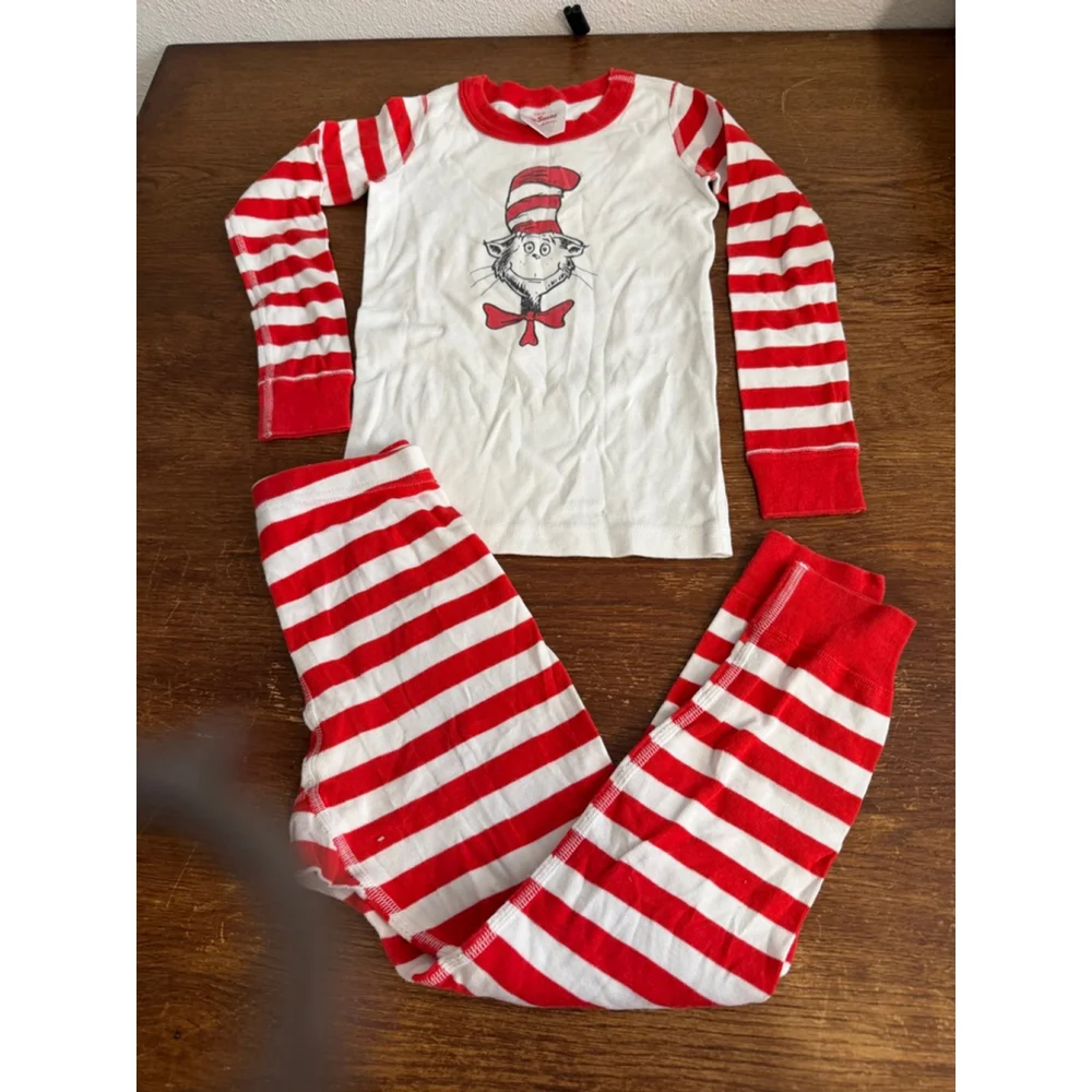 Hanna Andersson Dr Seuss Cat In The Hat Pajamas Size 110 5 Red Stripe Organic Co